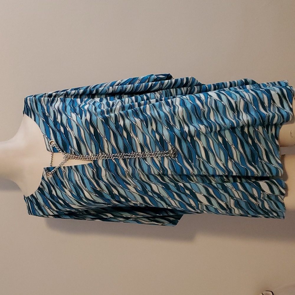 NWT Michael Kors Poncho-style Blue Print Top